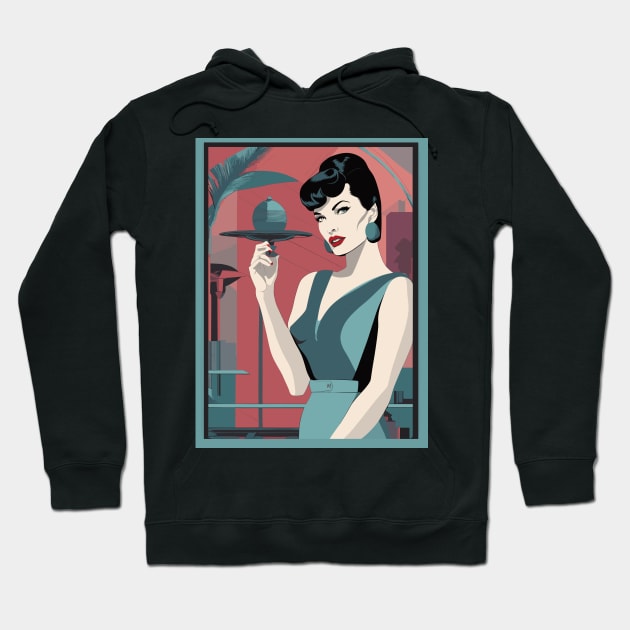 Winged Wonder Plate Bettie Page Art Deco Retro Hoodie by di-age7